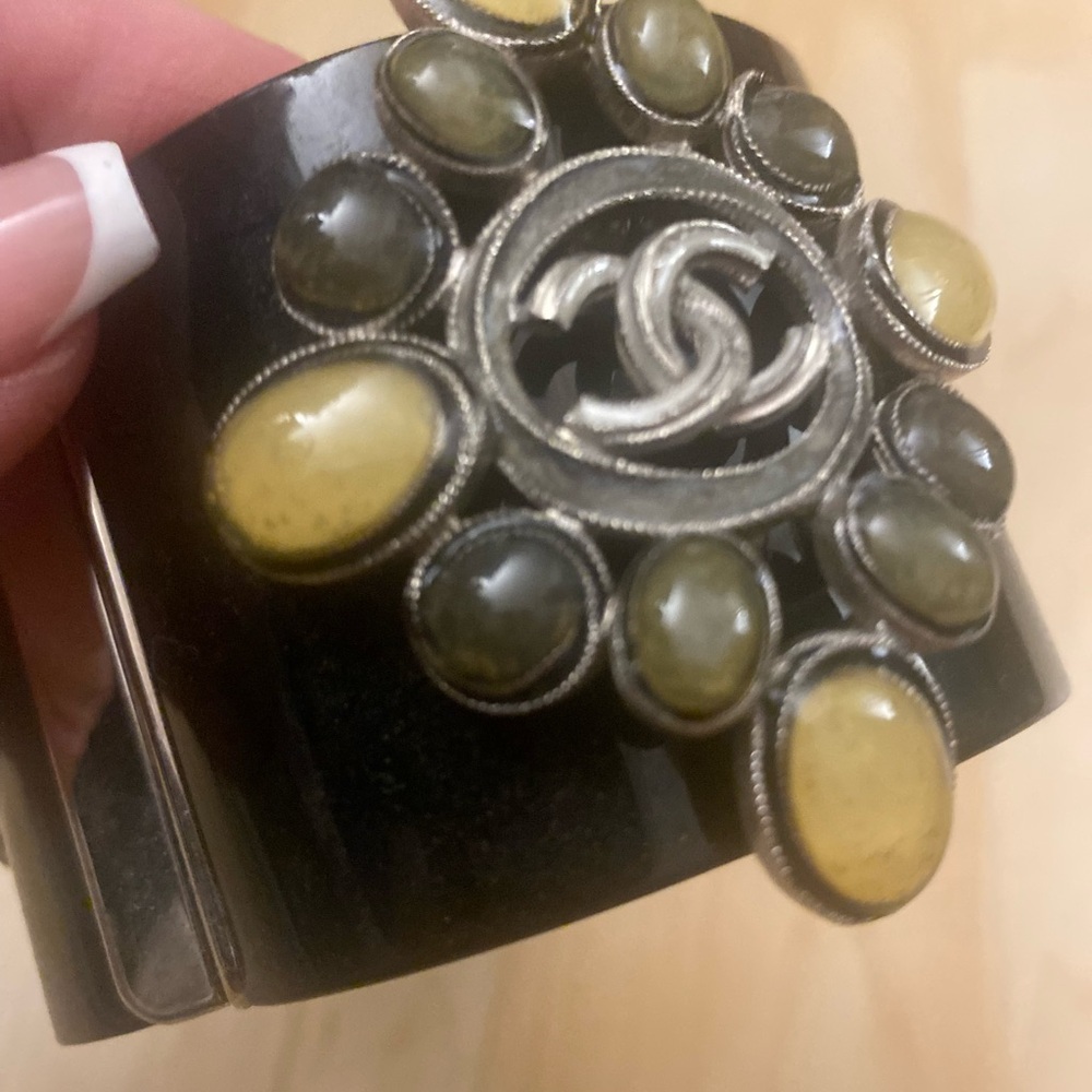 Chanel Black and Silver Cuff Bracelet - Picture 2 of 15